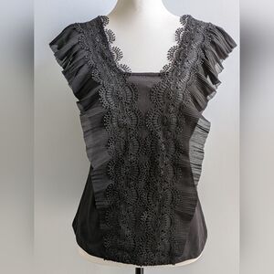 NWT...Elegant Black Lace Trimmed  Marc New York Top Size S